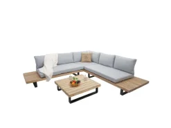 Garten-Garnitur H54 2er-Set Hellbraun Polster Hellgrau*MCW Hot