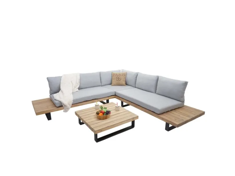 Garten-Garnitur H54 2er-Set Hellbraun Polster Hellgrau*MCW Hot