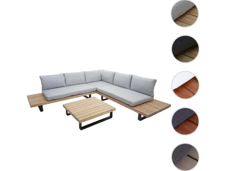 Garten-Garnitur H54 2er-Set Hellbraun Polster Hellgrau*MCW Hot