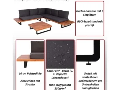 Garten-Garnitur H54 2er-Set Hellbraun Polster Hellgrau*MCW Hot