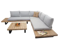 Garten-Garnitur H54 2er-Set Hellbraun Polster Hellgrau*MCW Hot