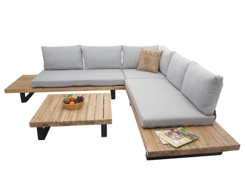 Garten-Garnitur H54 2er-Set Hellbraun Polster Hellgrau*MCW Hot