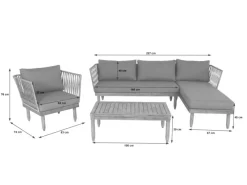 MCW Gartenmöbel-Sets|Garten-Garnitur L29 4er-Set Dunkelgrau