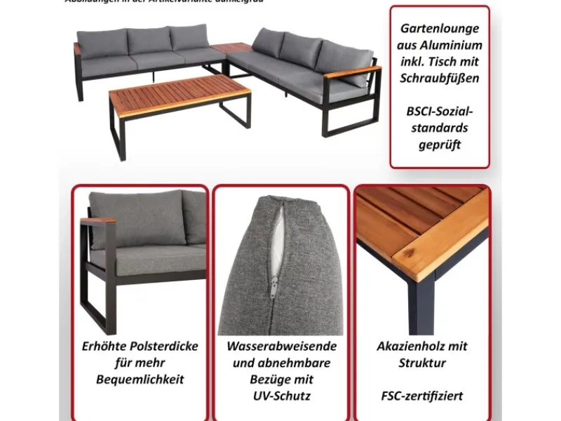 Garten-Garnitur L26 4er-Set Hellgrau*MCW Hot
