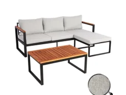 MCW Gartenmöbel-Sets|Garten-Garnitur L26b 3er-Set Hellgrau