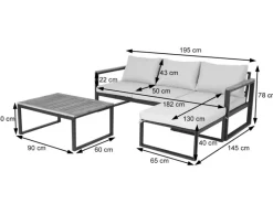MCW Gartenmöbel-Sets|Garten-Garnitur L26b 3er-Set Hellgrau
