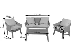 Gartengarnitur N37 Grau Kissen Beige*MCW New