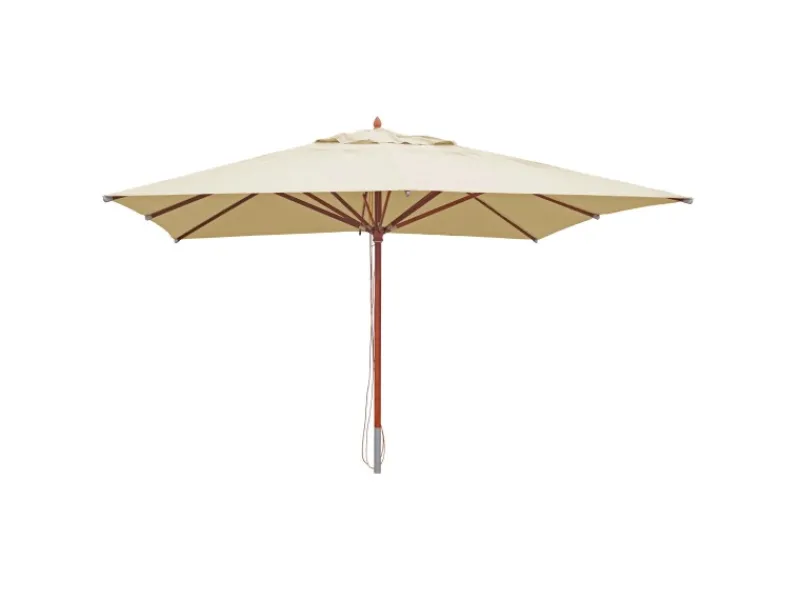 Gastronomie Holz-Sonnenschirm C57 Eckig 4x4m Creme*MCW Outlet