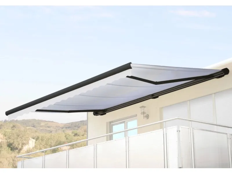 MCW Markisen|Kassetten-Markise H123 mit Volant 4,5x3m Acryl Anthrazit