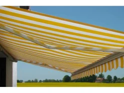 Kassetten-Markise H124 mit Volant 5x3m Acryl Gelb/Weiß*MCW Online