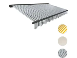 Kassetten-Markise H122 mit Volant 4x3m Polyester Grau/Weiß Anthrazit*MCW Clearance