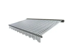 MCW Markisen|Kassetten-Markise H122 mit Volant 4x3m Polyester Grau/Weiß Grau