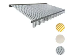 MCW Markisen|Kassetten-Markise H122 mit Volant 4x3m Polyester Grau/Weiß Grau