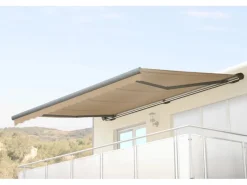 Kassetten-Markise H124 mit Volant 5x3m Polyester Grau*MCW Outlet