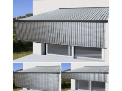 MCW Markisen|Kassetten-Markise H124 Volant Ausfahrbar 5x3m Polyester Grau/Weiß Anthrazit