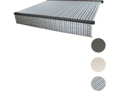 MCW Markisen|Kassetten-Markise H124 Volant Ausfahrbar 5x3m Polyester Grau/Weiß Anthrazit