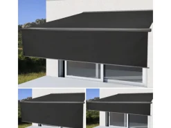 MCW Markisen|Kassetten-Markise H124 Volant Ausfahrbar 4x3m Polyester Grau