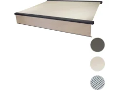 MCW Markisen|Kassetten-Markise H124 Volant Ausfahrbar 5x3m Polyester Anthrazit