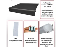 MCW Markisen|Kassetten-Markise H124 Volant Ausfahrbar 5x3m Polyester Anthrazit