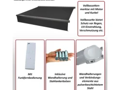 MCW Markisen|Kassetten-Markise H124 Volant Ausfahrbar 4,5x3m Polyester Grau
