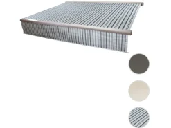 MCW Markisen|Kassetten-Markise H124 Volant Ausfahrbar 5x3m Polyester Grau/Weiß