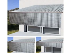 MCW Markisen|Kassetten-Markise H124 Volant Ausfahrbar 5x3m Polyester Grau/Weiß