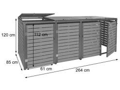 Mülltonnenverkleidung K14 4er Anthrazit 120x264x85cm*MCW Best