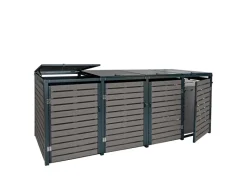 Mülltonnenverkleidung K14 4er Anthrazit 119x264x84cm*MCW