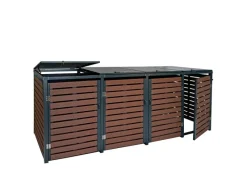 Mülltonnenverkleidung K14 4er Walnuss-Holzoptik 119x264x84cm*MCW Discount