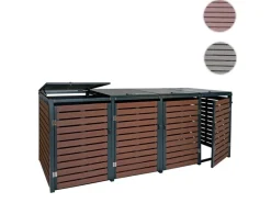 Mülltonnenverkleidung K14 4er Walnuss-Holzoptik 119x264x84cm*MCW Discount