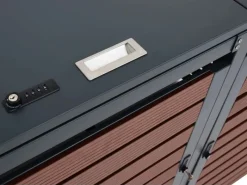 Mülltonnenverkleidung K14 4er Walnuss-Holzoptik 119x264x84cm*MCW Discount