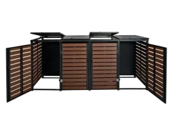 Mülltonnenverkleidung K14 4er Walnuss-Holzoptik 119x264x84cm*MCW Discount