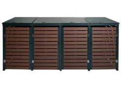 Mülltonnenverkleidung K14 4er Walnuss-Holzoptik 119x264x84cm*MCW Discount