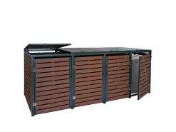 Mülltonnenverkleidung K14 4er Walnuss-Holzoptik 119x264x84cm*MCW Discount