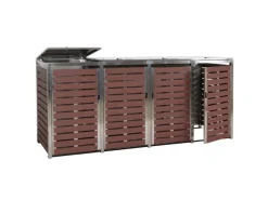 MCW Mülltonnenboxen|Mülltonnenverkleidung K14 4er Walnuss-Holzoptik 120x264x85cm