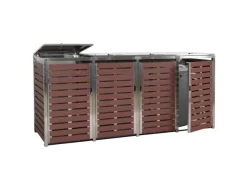 MCW Mülltonnenboxen|Mülltonnenverkleidung K14 4er Walnuss-Holzoptik 120x264x85cm