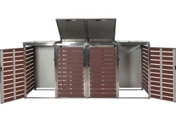 MCW Mülltonnenboxen|Mülltonnenverkleidung K14 4er Walnuss-Holzoptik 120x264x85cm