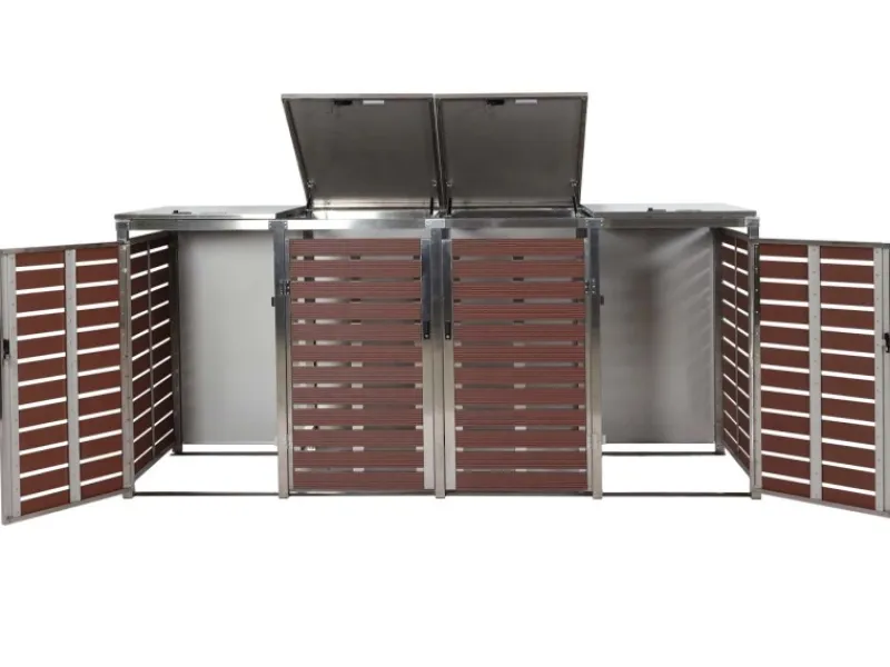 MCW Mülltonnenboxen|Mülltonnenverkleidung K14 4er Walnuss-Holzoptik 120x264x85cm