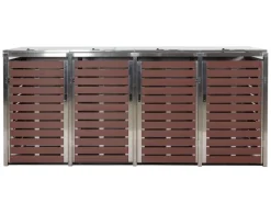 MCW Mülltonnenboxen|Mülltonnenverkleidung K14 4er Walnuss-Holzoptik 120x264x85cm