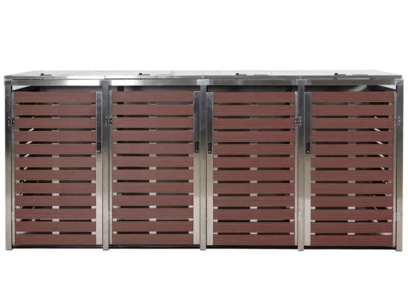 MCW Mülltonnenboxen|Mülltonnenverkleidung K14 4er Walnuss-Holzoptik 120x264x85cm