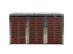 Mülltonnenverkleidung K14 3er Walnuss-Holzoptik 120x200x85cm*MCW Hot