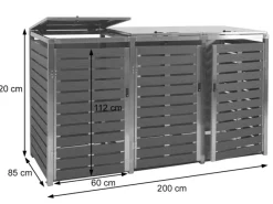 Mülltonnenverkleidung K14 3er Walnuss-Holzoptik 120x200x85cm*MCW Hot