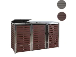 Mülltonnenverkleidung K14 3er Walnuss-Holzoptik 120x200x85cm*MCW Hot