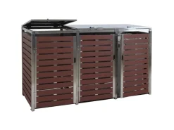 Mülltonnenverkleidung K14 3er Walnuss-Holzoptik 120x200x85cm*MCW Hot