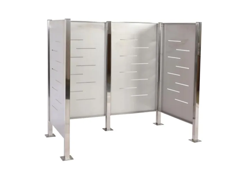 MCW Mülltonnenboxen|Mülltonnen-Zaun J55 Edelstahl 150x165x85cm Silber