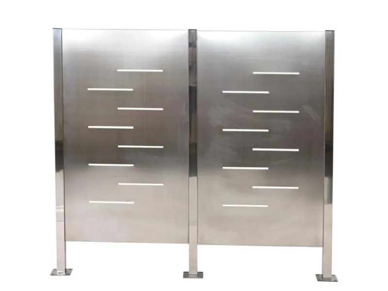 MCW Mülltonnenboxen|Mülltonnen-Zaun J55 Edelstahl 150x165x85cm Silber