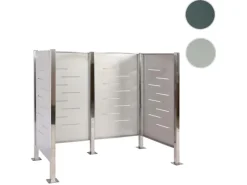 MCW Mülltonnenboxen|Mülltonnen-Zaun J55 Edelstahl 150x165x85cm Silber