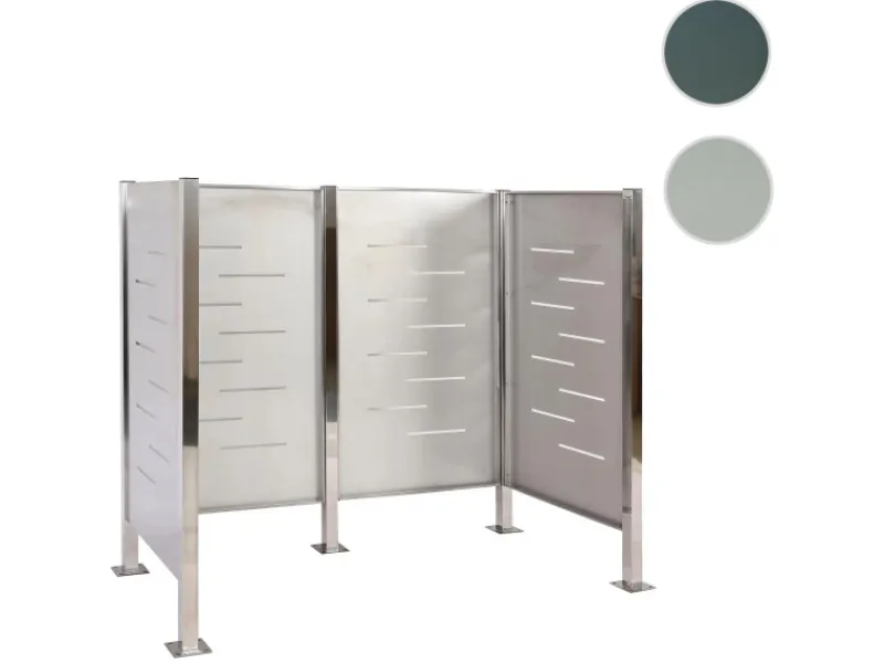 MCW Mülltonnenboxen|Mülltonnen-Zaun J55 Edelstahl 150x165x85cm Silber