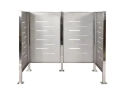 MCW Mülltonnenboxen|Mülltonnen-Zaun J55 Edelstahl 150x165x85cm Silber