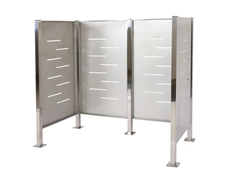 MCW Mülltonnenboxen|Mülltonnen-Zaun J55 Edelstahl 150x165x85cm Silber